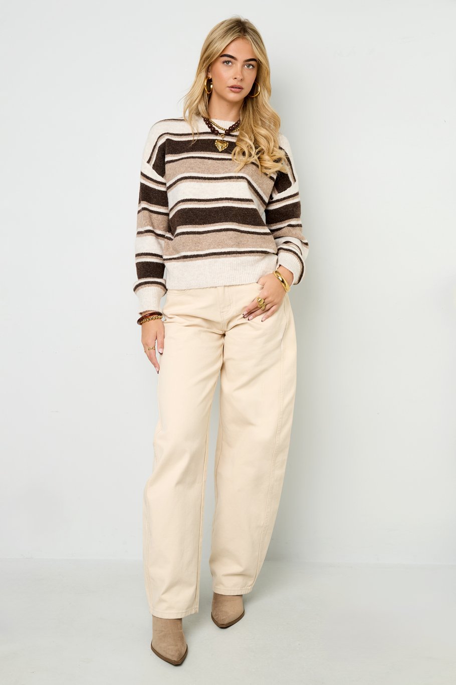 Polyestervezel (polyester) Gebreide truien Strepen Casual Herfst/Winterkleding h5Afbeelding9